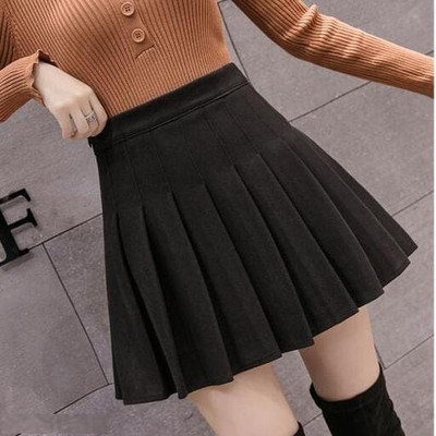 THE MD FASHION Solid Women Pleated Black Skirt