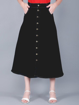 Codaisy Solid Women A-line Black Skirt