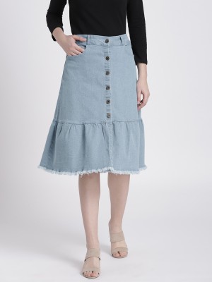 CHEMISTRY Solid Women A-line Blue Skirt