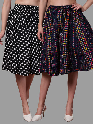 VALLES365 by S.c. Printed Women A-line Black, Multicolor Skirt