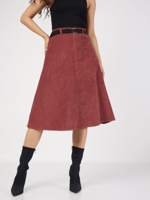 SASSAFRAS Self Design Women A-line Brown Skirt