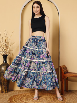 OTABU Printed Women Flared Multicolor Skirt