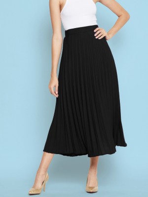 Krunal Raiyani Self Design Women Pleated Black Skirt