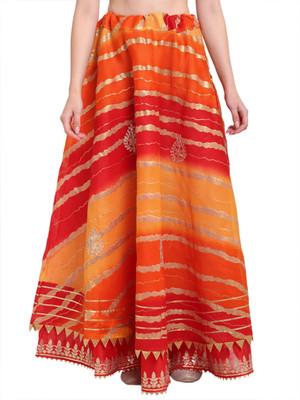 JABAMA Striped Women Flared Orange Skirt