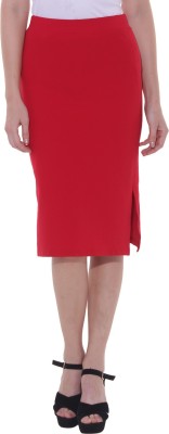 KAAYA Solid Women Pencil Red Skirt