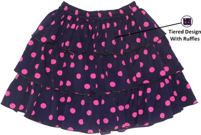SILK SPARROW Animal Print Girls Flared Blue Skirt