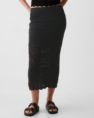 GAP Self Design Women Pencil Black Skirt