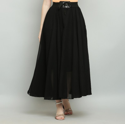 Raabta Fashion Solid Women Flared Black Skirt