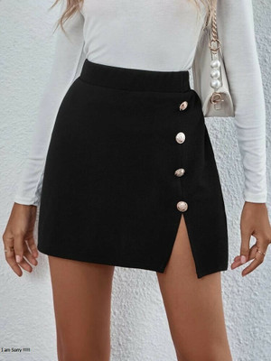vb creation Solid Women Pencil Black Skirt