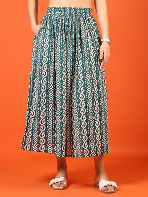V-MART Printed Women A-line Green Skirt