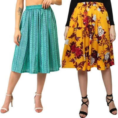 Mannat Diva Printed Women A-line Multicolor Skirt