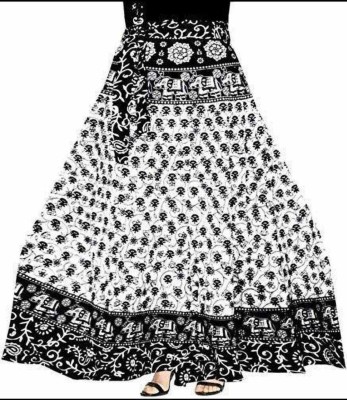 MOHINI CREATION Printed Women Flared White, Black Skirt