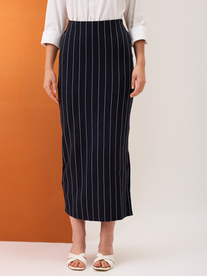 Globus Striped Women Pencil Black Skirt