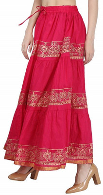 VIKALPS Printed Women A-line Pink Skirt