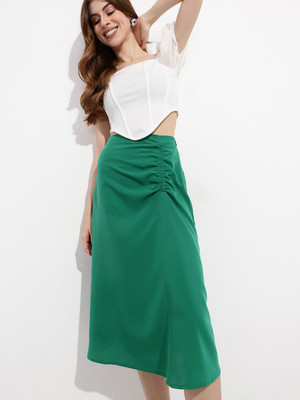 Dressberry Solid Women A-line Green Skirt
