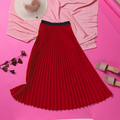 LookShine Printed Women Layered Red Skirt