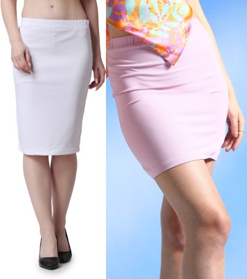 METRONAUT Solid Women Pencil Pink, White Skirt