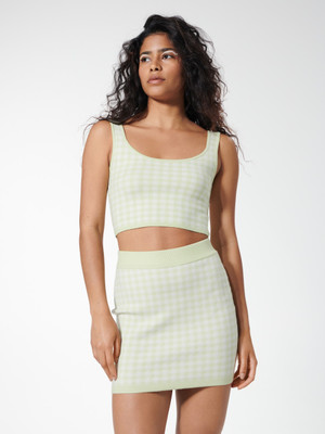 Sinsay Checkered Women Regular Light Green Skirt