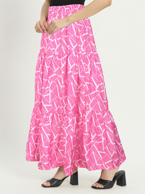 ADITIENTERPTISE Printed Women Straight Pink Skirt