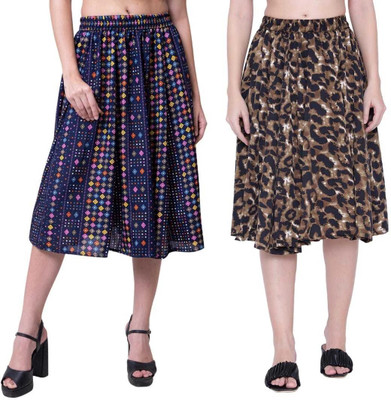 Mannat Diva Printed Women A-line Multicolor Skirt