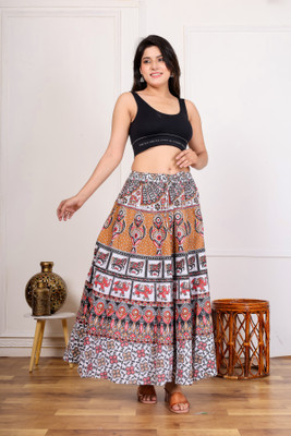 Trendy Fab Printed Women Flared Multicolor Skirt