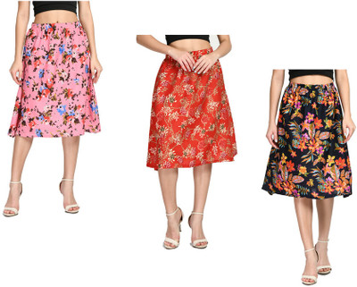 KAVYA Floral Print Women Regular Multicolor Skirt