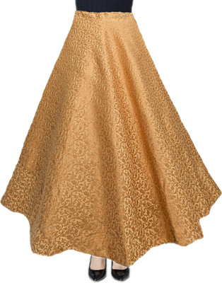 Perfect Choice Printed Women Flared Gold Skirt
