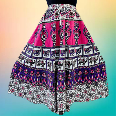 Akash Printed Women Flared Multicolor Skirt