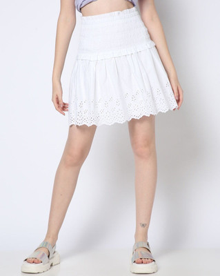 GAP Solid Women Gathered White Skirt
