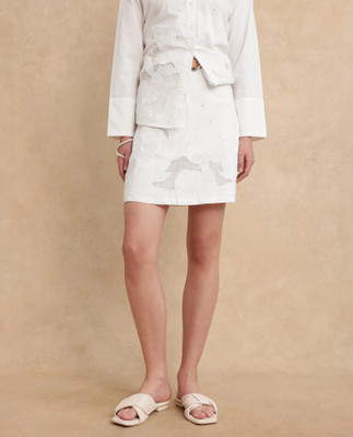 RAREISM Embroidered Women Regular White Skirt
