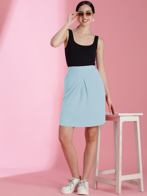 KOTTY Solid Women Regular Blue Skirt
