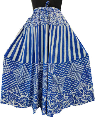 Ravi Gold Print Printed Women Flared Multicolor Skirt