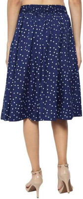 Manat Diva Polka Print Women A-line Blue, White Skirt