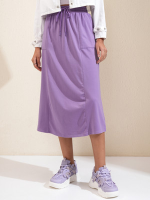 Tokyo Talkies Solid Women Flared Purple Skirt