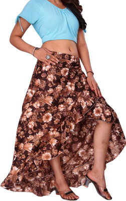 JYESHTA Printed Women Flared Brown Skirt