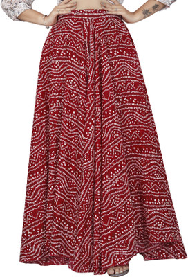 JYESHTA Printed Women Flared Red Skirt