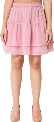 OTIRA Self Design Women A-line Pink Skirt