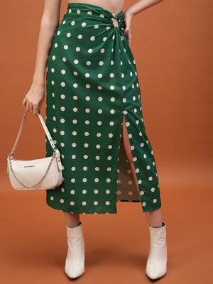 Tokyo Talkies Printed Women A-line Green Skirt