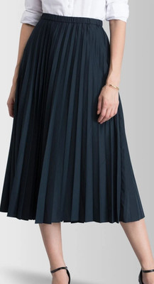 Skirtswear Solid Women Pleated Black Skirt