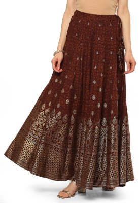 BIBA Printed Women Regular Brown Skirt