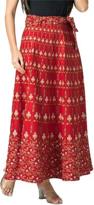 MayFay Printed Women Wrap Around Red Skirt