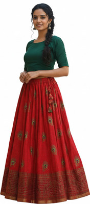 radhycollection Printed Women Regular Red Skirt