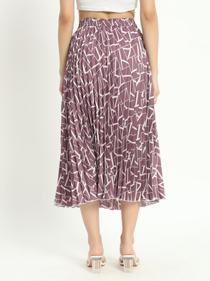 Herway Printed Women A-line Purple Skirt