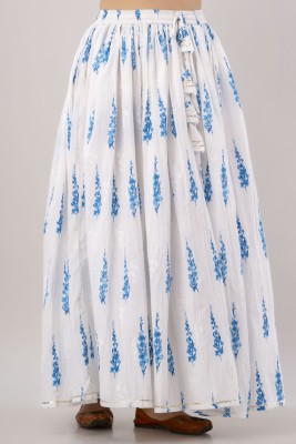 VRSS ENTERPRISES Floral Print Women Flared Blue, White Skirt