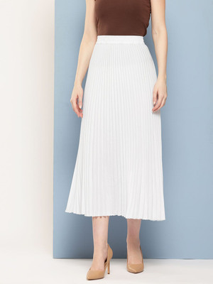 CHEMISTRY Self Design Women Flared White Skirt