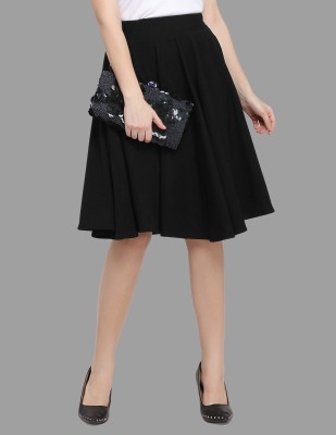 DL Fashion Solid Women Flared Black Skirt