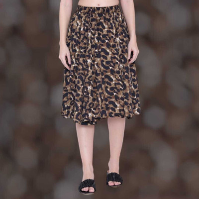Manat Diva Printed Women A-line Brown Skirt