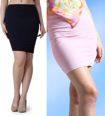 METRONAUT Solid Women Pencil Pink, Dark Blue Skirt