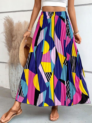 OTABU Printed Women A-line Blue Skirt