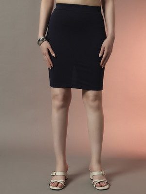 TREND ARREST Solid Women Pencil Dark Blue Skirt